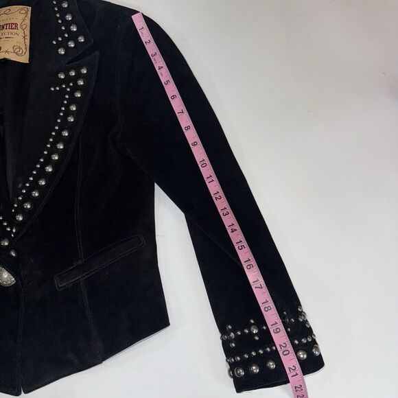 Frontier USA Phoenix Collection Black Suede Studded Western Jacket Women Small - Picture 7 of 11